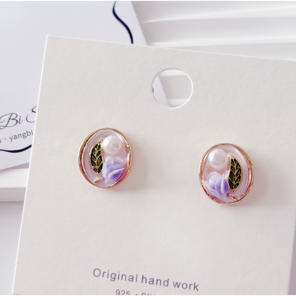 𝓨𝓪𝓷𝓰𝓑𝓲🕊️【精緻第一名】【鍍14K立體鬱金香珍珠滴油畫耳環】 Y898-細節圖10