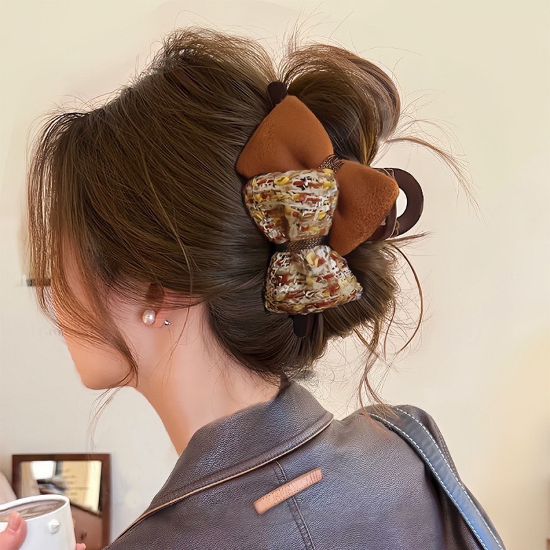 𝓨𝓪𝓷𝓰𝓑𝓲🕊️【正反兩面造型】【毛呢蝴蝶結波點大鯊魚夾】大抓夾 V438-細節圖2