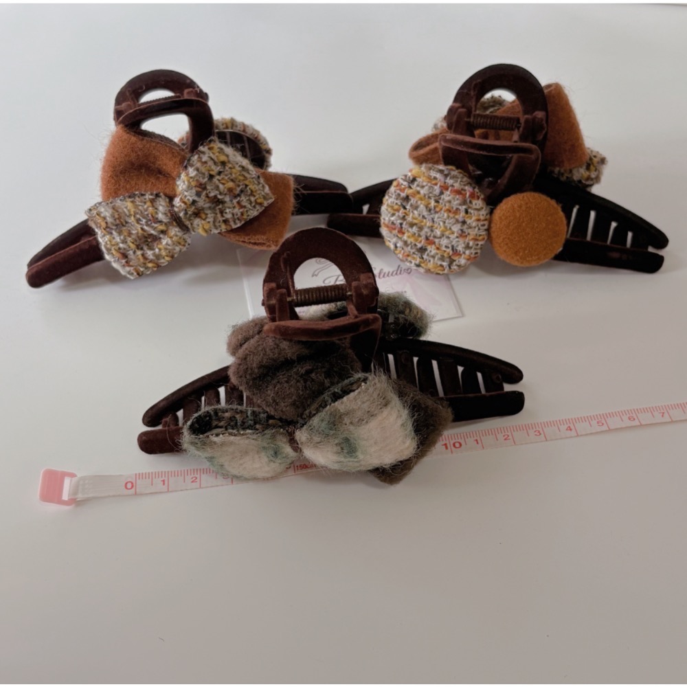 𝓨𝓪𝓷𝓰𝓑𝓲🕊️【正反兩面造型】【毛呢蝴蝶結波點大鯊魚夾】大抓夾 V438-細節圖10