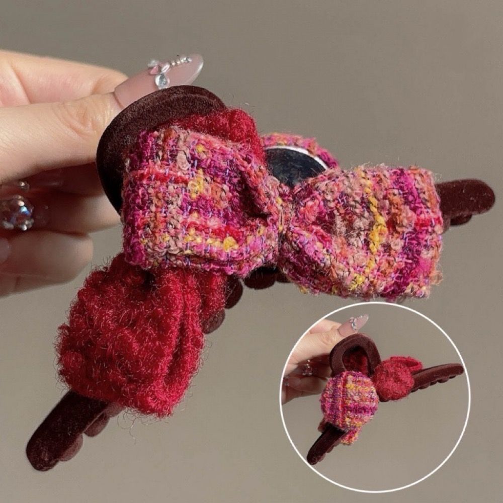 𝓨𝓪𝓷𝓰𝓑𝓲🕊️【正反兩面造型】【毛呢蝴蝶結波點大鯊魚夾】大抓夾 V438-規格圖11