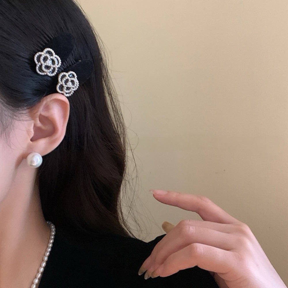 𝓨𝓪𝓷𝓰𝓑𝓲🕊️【法式復古珍珠山茶花植絨髮夾】 V440-細節圖3