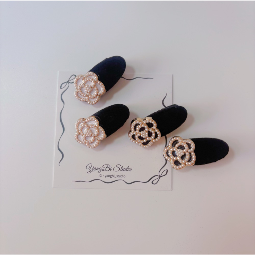 𝓨𝓪𝓷𝓰𝓑𝓲🕊️【法式復古珍珠山茶花植絨髮夾】 V440-細節圖4