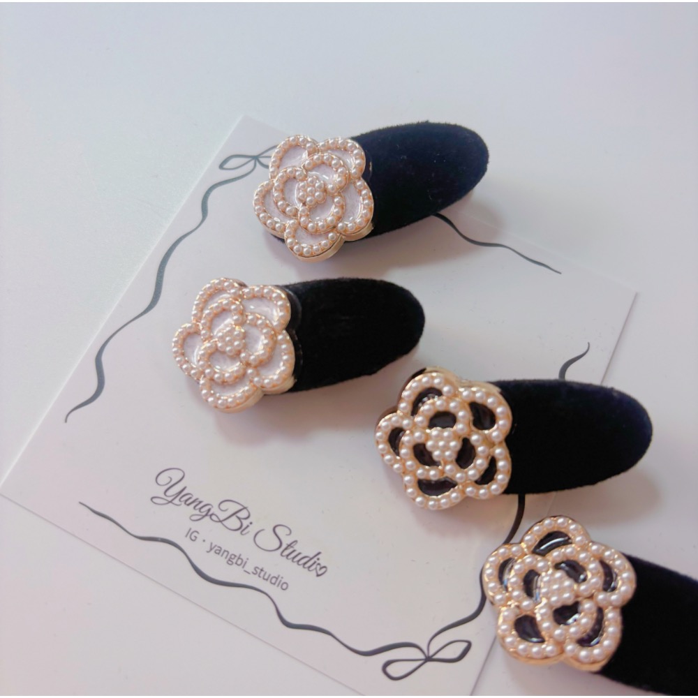 𝓨𝓪𝓷𝓰𝓑𝓲🕊️【法式復古珍珠山茶花植絨髮夾】 V440-細節圖7