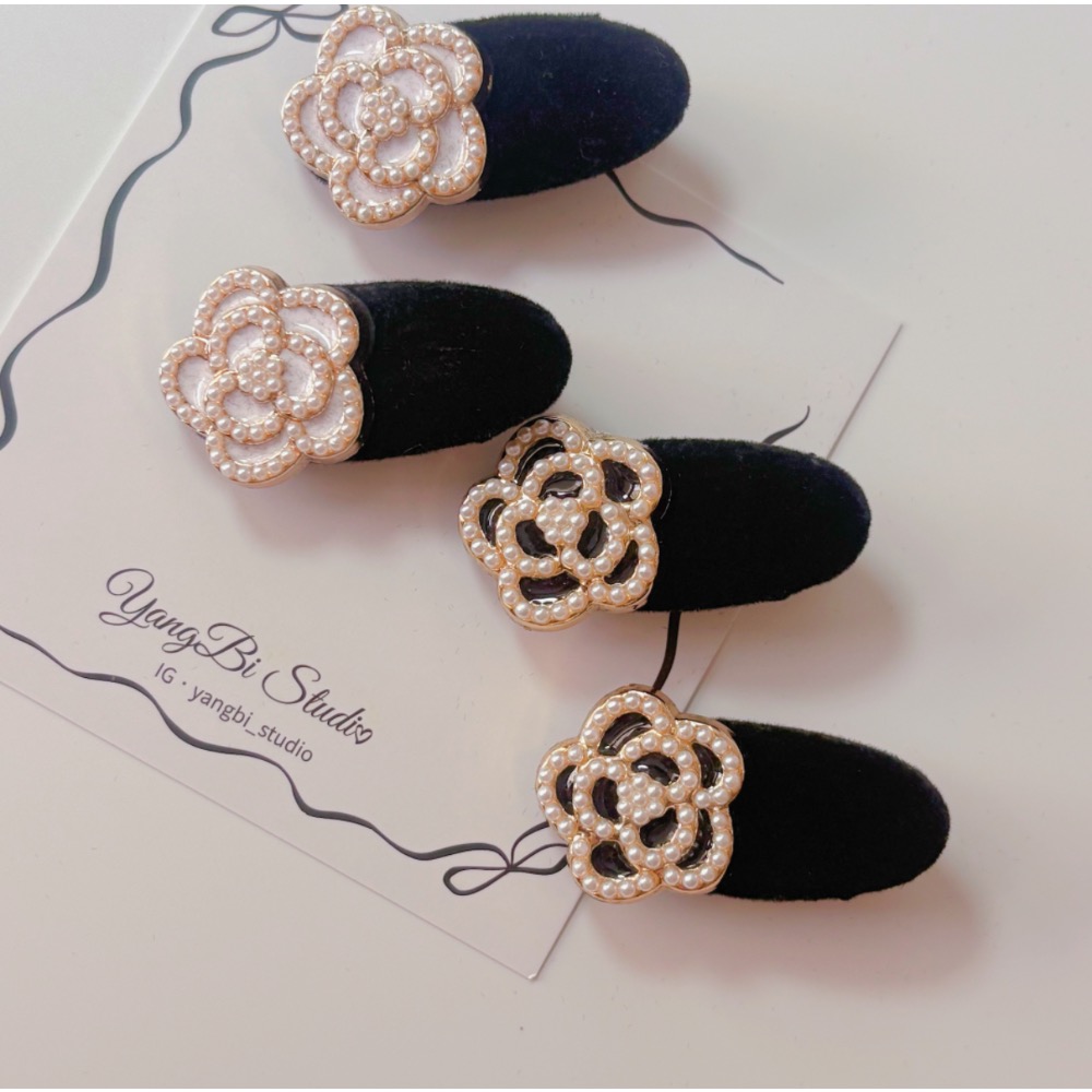 𝓨𝓪𝓷𝓰𝓑𝓲🕊️【法式復古珍珠山茶花植絨髮夾】 V440-細節圖9