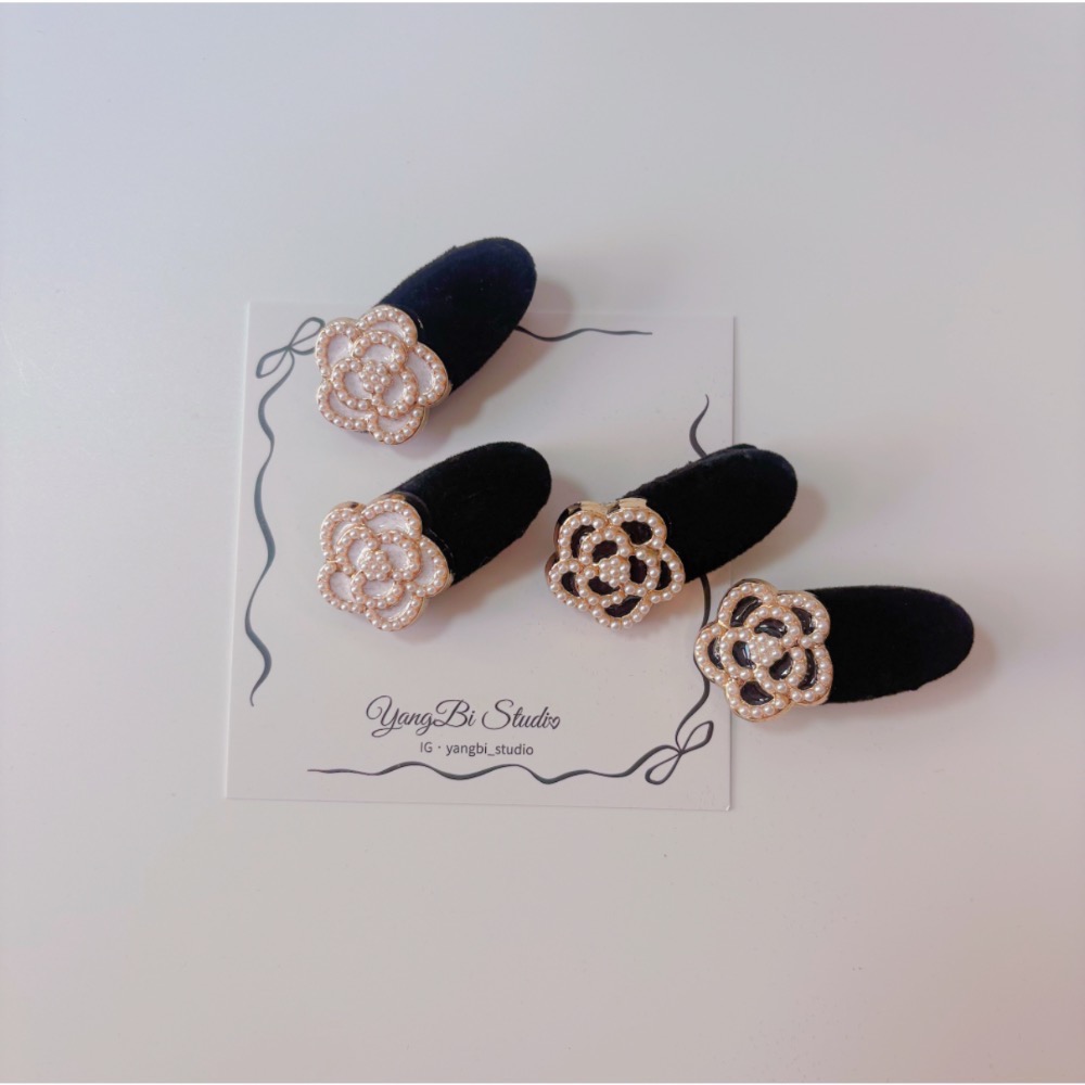 𝓨𝓪𝓷𝓰𝓑𝓲🕊️【法式復古珍珠山茶花植絨髮夾】 V440-細節圖4