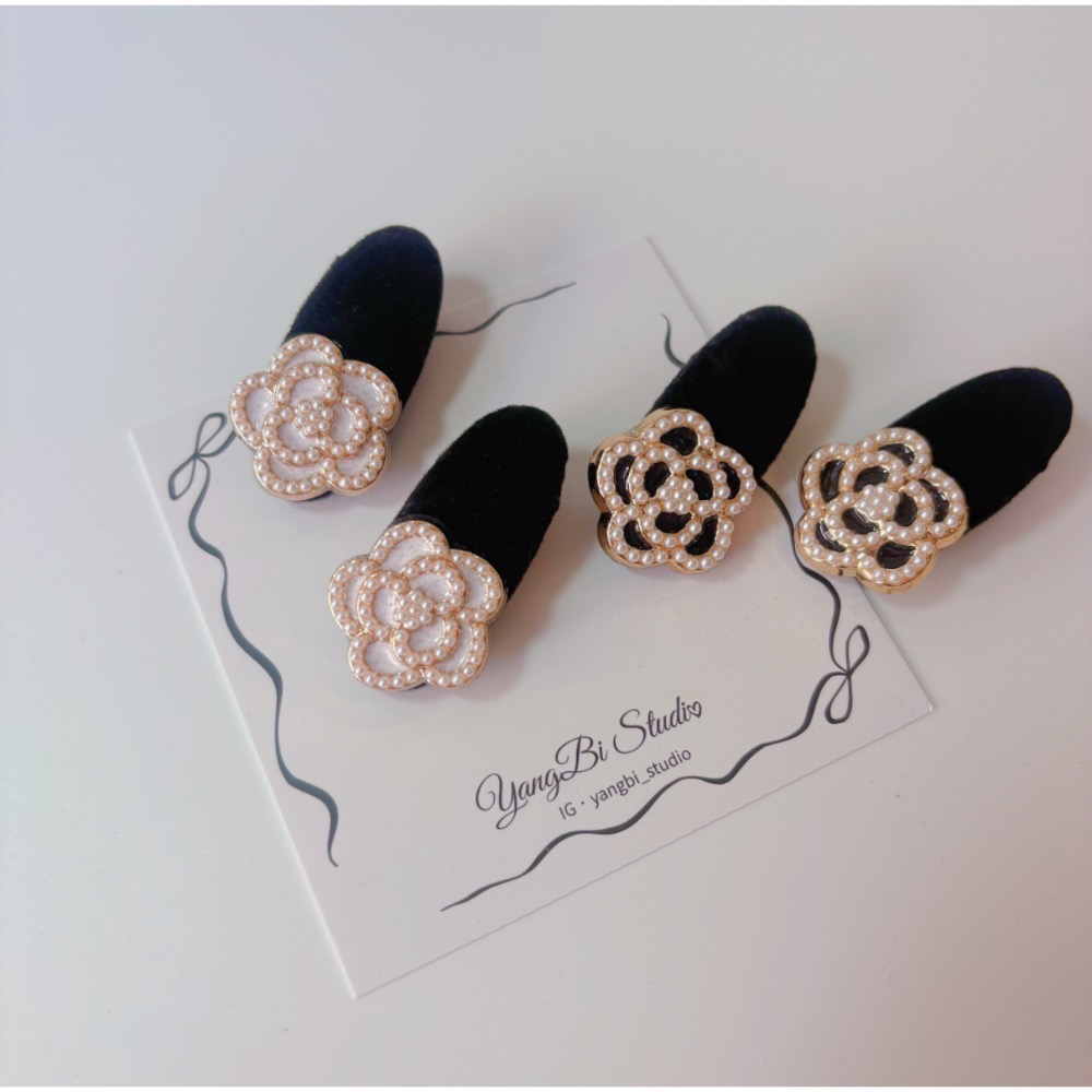 𝓨𝓪𝓷𝓰𝓑𝓲🕊️【法式復古珍珠山茶花植絨髮夾】 V440-細節圖6
