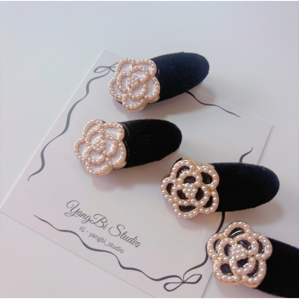 𝓨𝓪𝓷𝓰𝓑𝓲🕊️【法式復古珍珠山茶花植絨髮夾】 V440-細節圖7