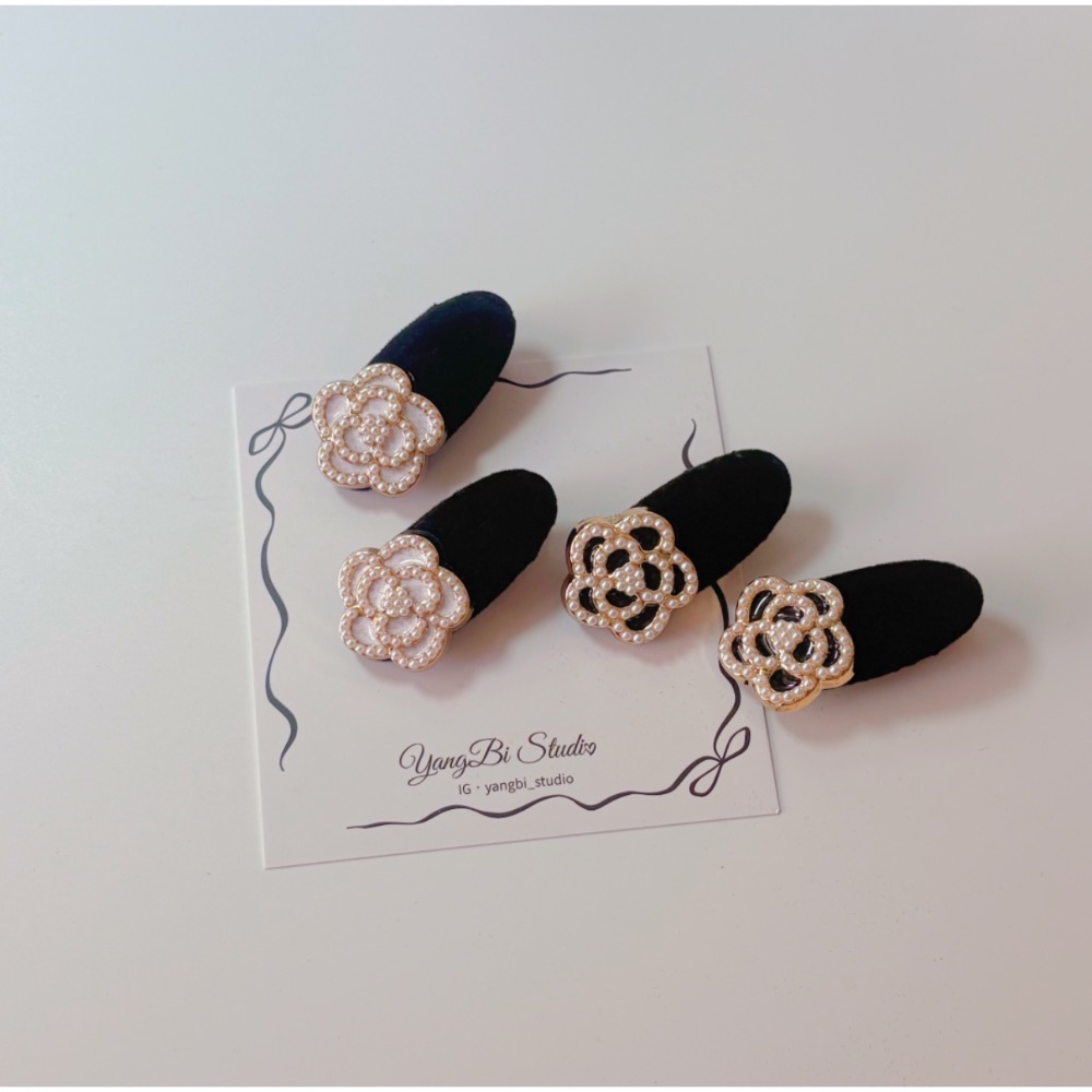 𝓨𝓪𝓷𝓰𝓑𝓲🕊️【法式復古珍珠山茶花植絨髮夾】 V440-細節圖8
