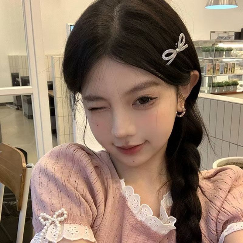 𝓨𝓪𝓷𝓰𝓑𝓲🕊️【韓系精緻爆閃水鑽蝴蝶結髮夾】【前額瀏海夾】 V441-細節圖4