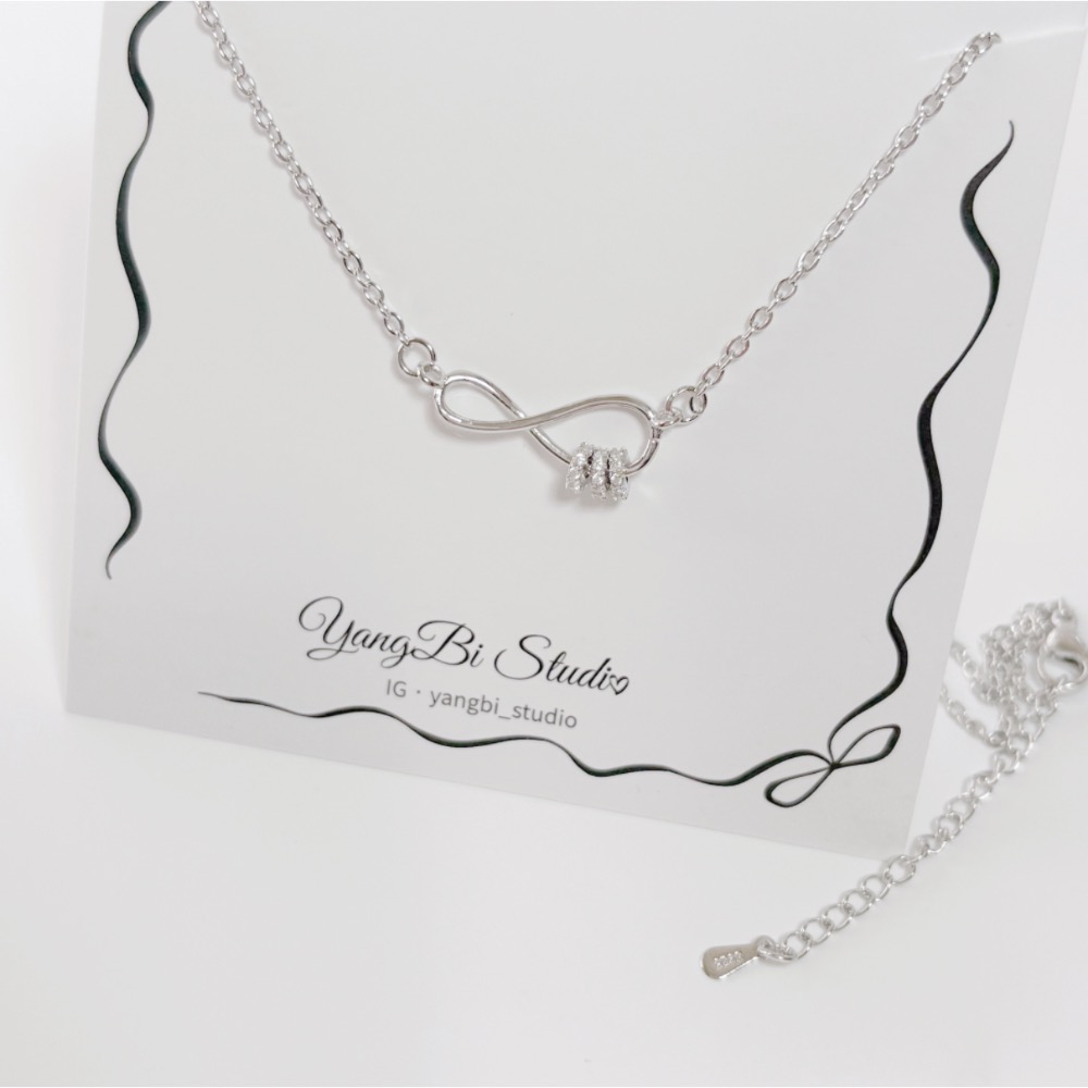 𝓨𝓪𝓷𝓰𝓑𝓲🕊️【韓系無限水鑽小蠻腰項鍊】【靈動水鑽轉珠】 Y901-細節圖10