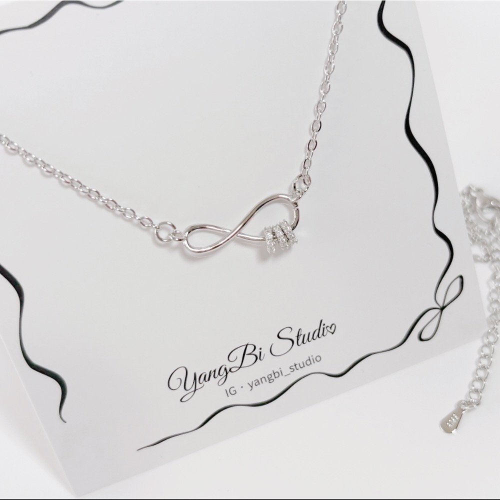 𝓨𝓪𝓷𝓰𝓑𝓲🕊️【韓系無限水鑽小蠻腰項鍊】【靈動水鑽轉珠】 Y901-細節圖7