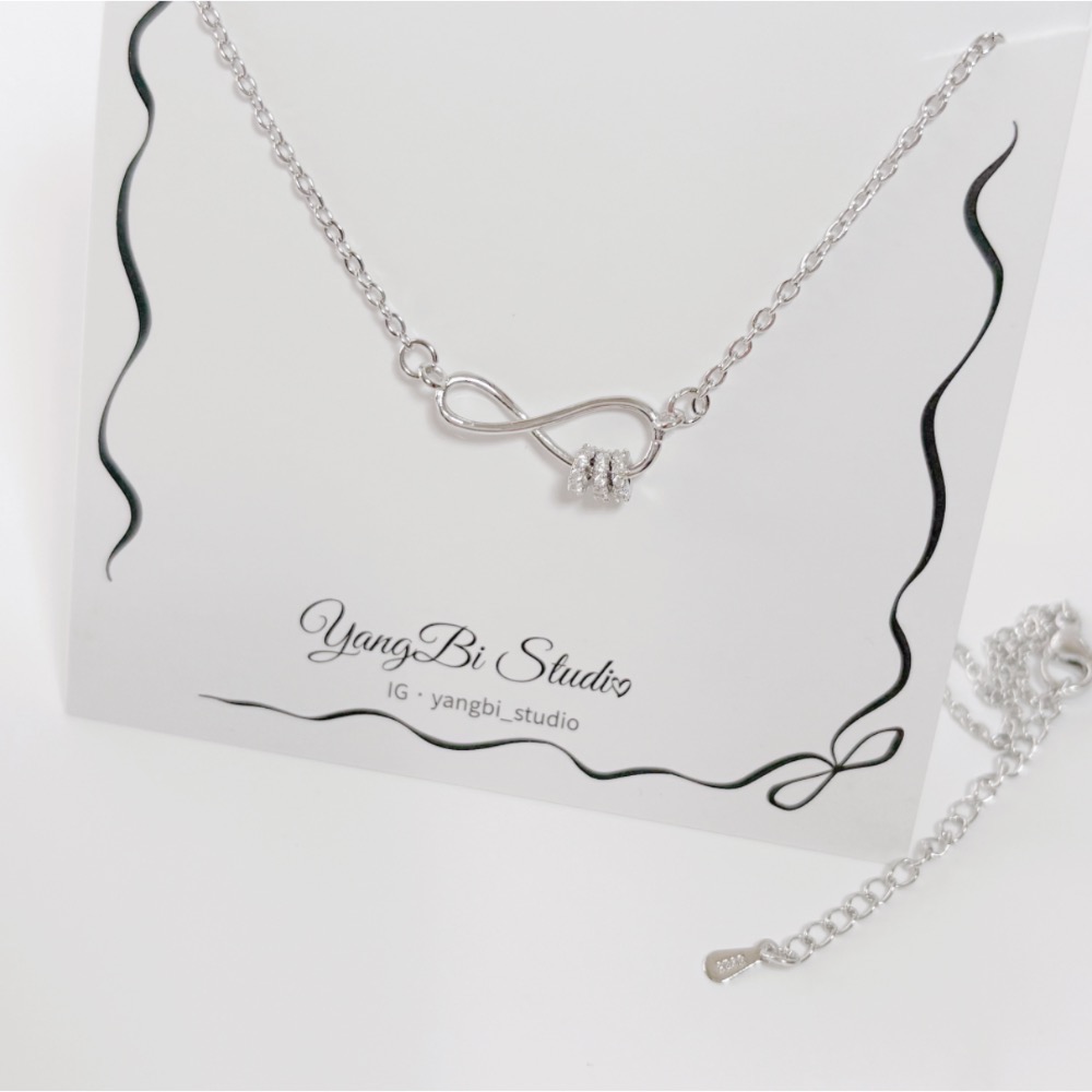 𝓨𝓪𝓷𝓰𝓑𝓲🕊️【韓系無限水鑽小蠻腰項鍊】【靈動水鑽轉珠】 Y901-細節圖10