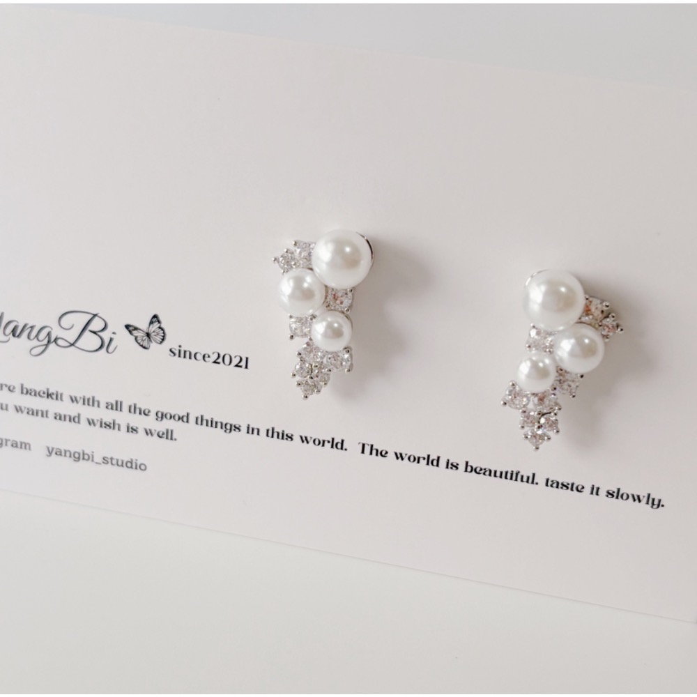 𝓨𝓪𝓷𝓰𝓑𝓲🕊️925銀.耳針耳夾都有【特殊設計款】【精緻鑲嵌珍珠水鑽耳環】 Y906-細節圖6