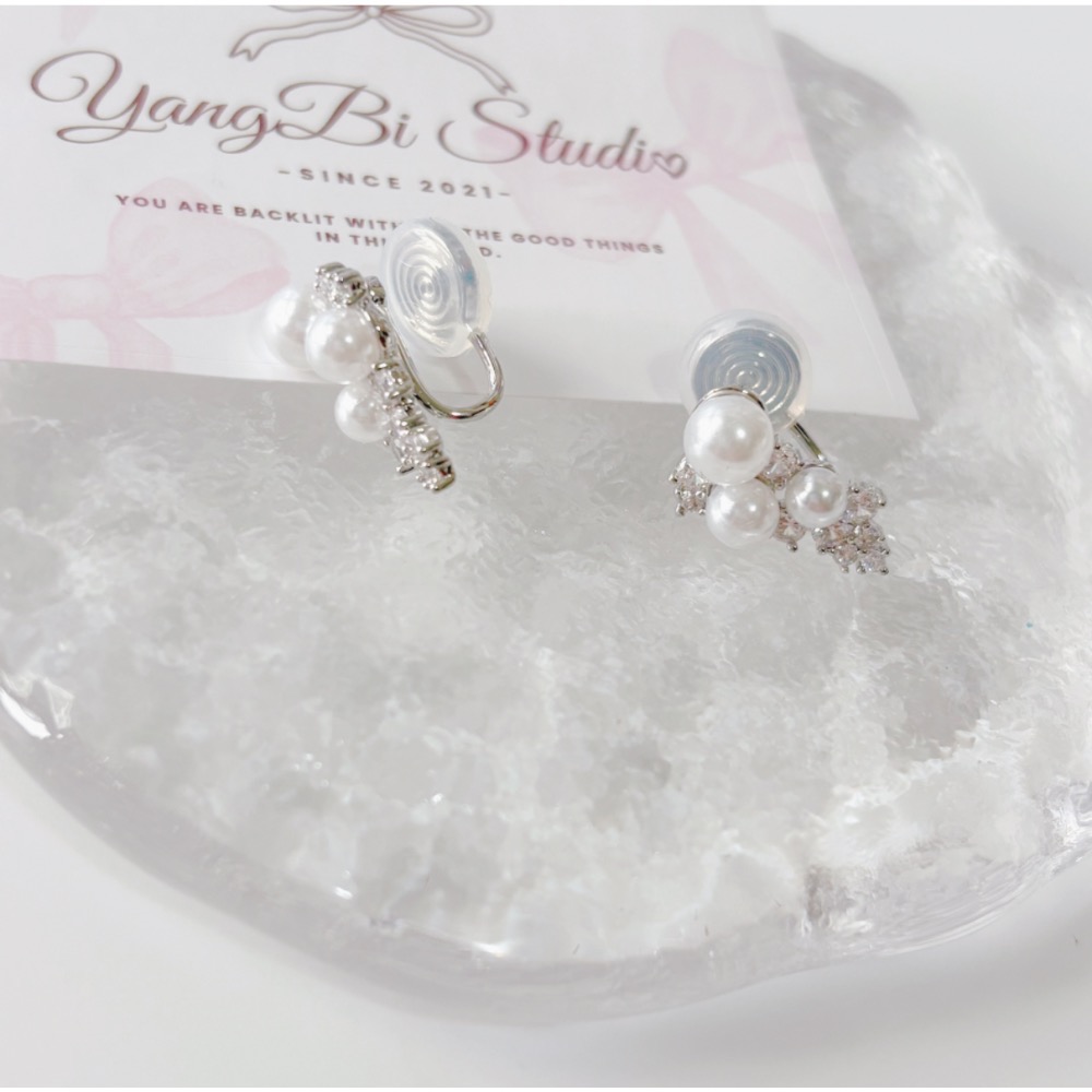 𝓨𝓪𝓷𝓰𝓑𝓲🕊️925銀.耳針耳夾都有【特殊設計款】【精緻鑲嵌珍珠水鑽耳環】 Y906-細節圖10