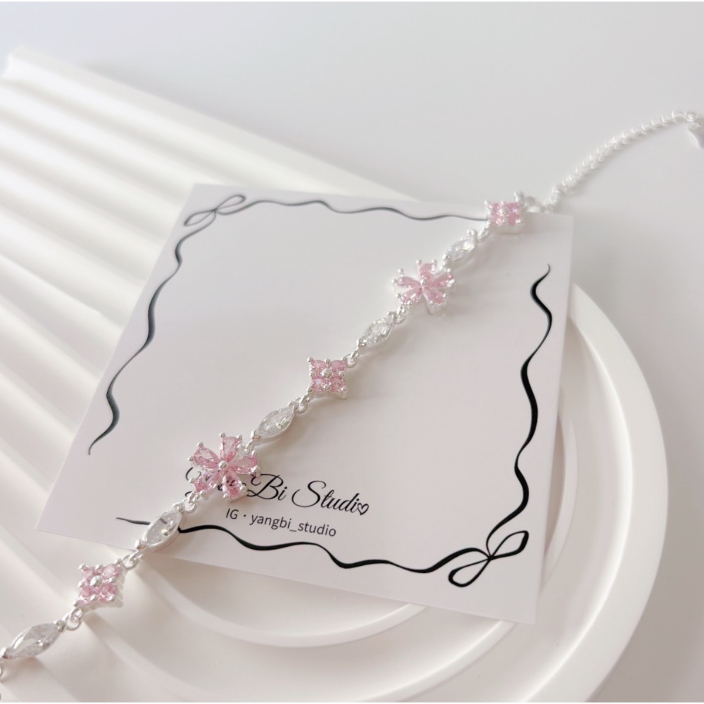 𝓨𝓪𝓷𝓰𝓑𝓲🕊️【韓系甜美】【粉櫻水鑽花朵手鍊】櫻花水鑽手鍊 女生 飾品 禮物 Y908-細節圖2