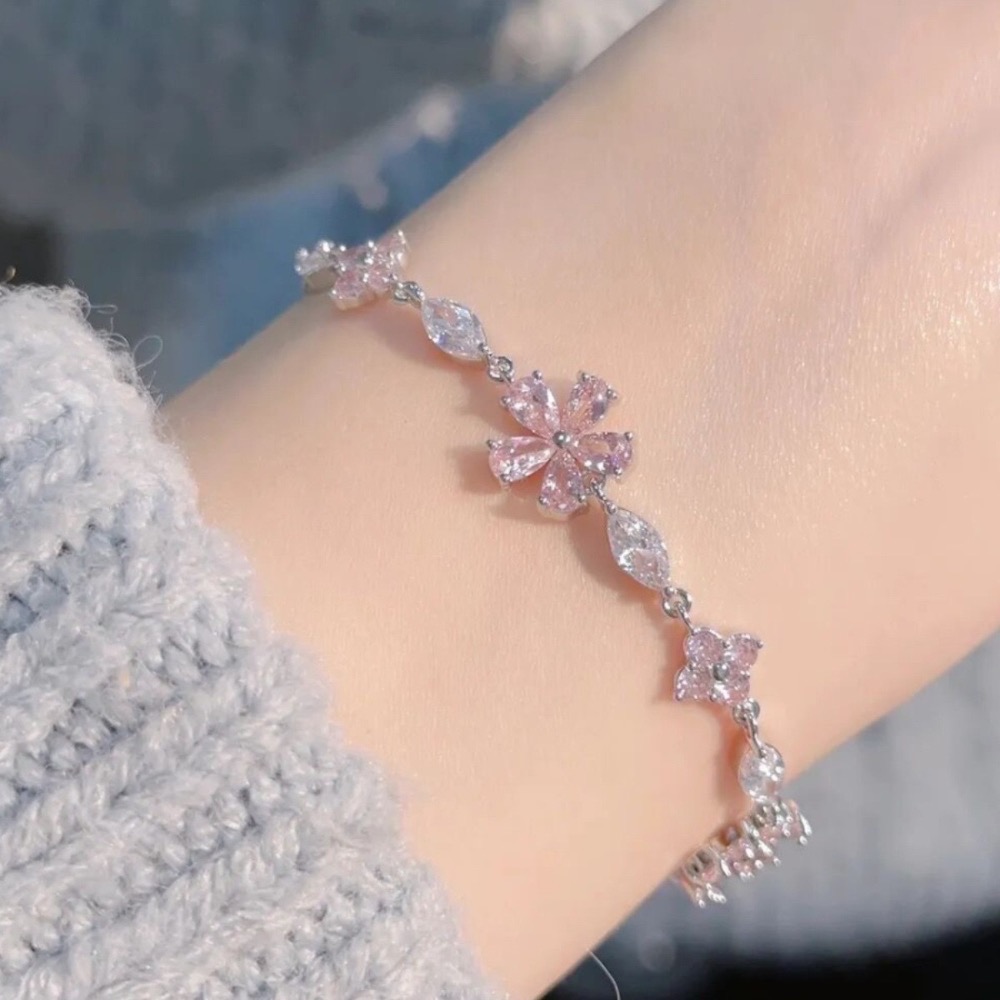 𝓨𝓪𝓷𝓰𝓑𝓲🕊️【韓系甜美】【粉櫻水鑽花朵手鍊】櫻花水鑽手鍊 女生 飾品 禮物 Y908-細節圖4