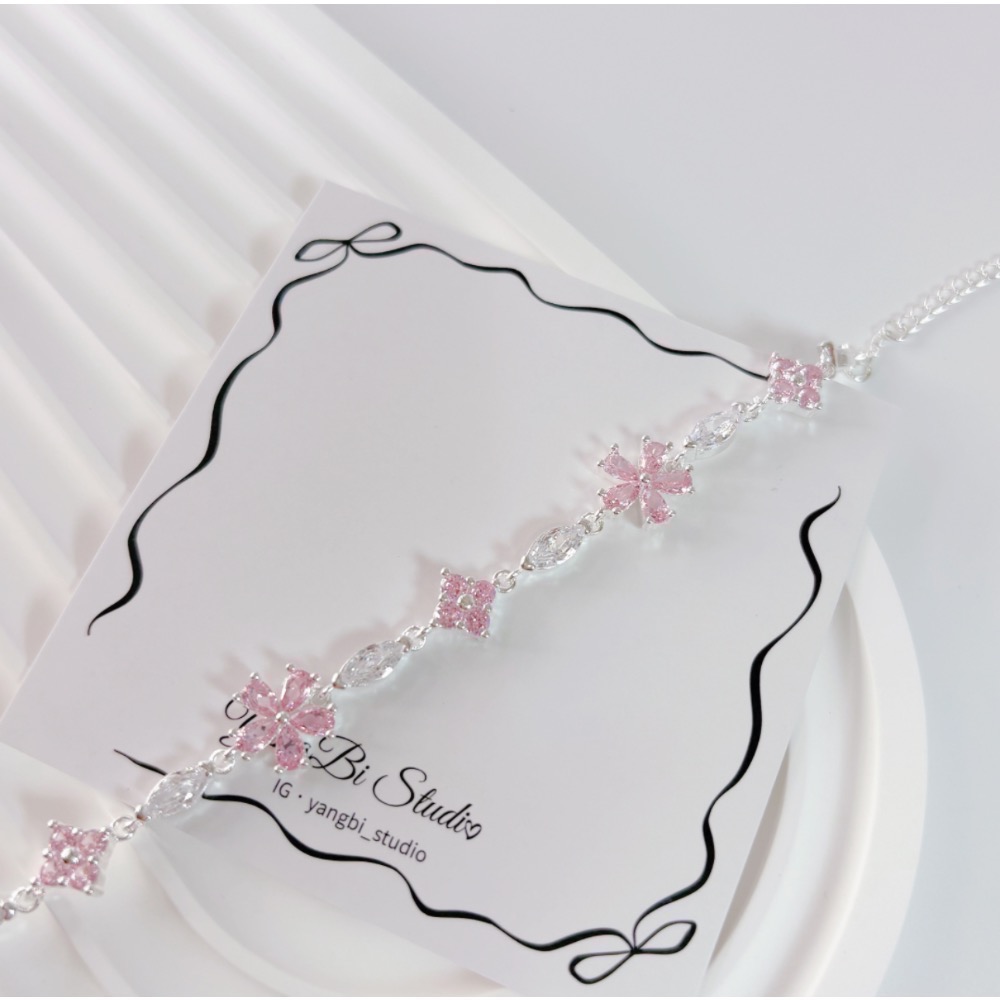 𝓨𝓪𝓷𝓰𝓑𝓲🕊️【韓系甜美】【粉櫻水鑽花朵手鍊】櫻花水鑽手鍊 女生 飾品 禮物 Y908-細節圖5