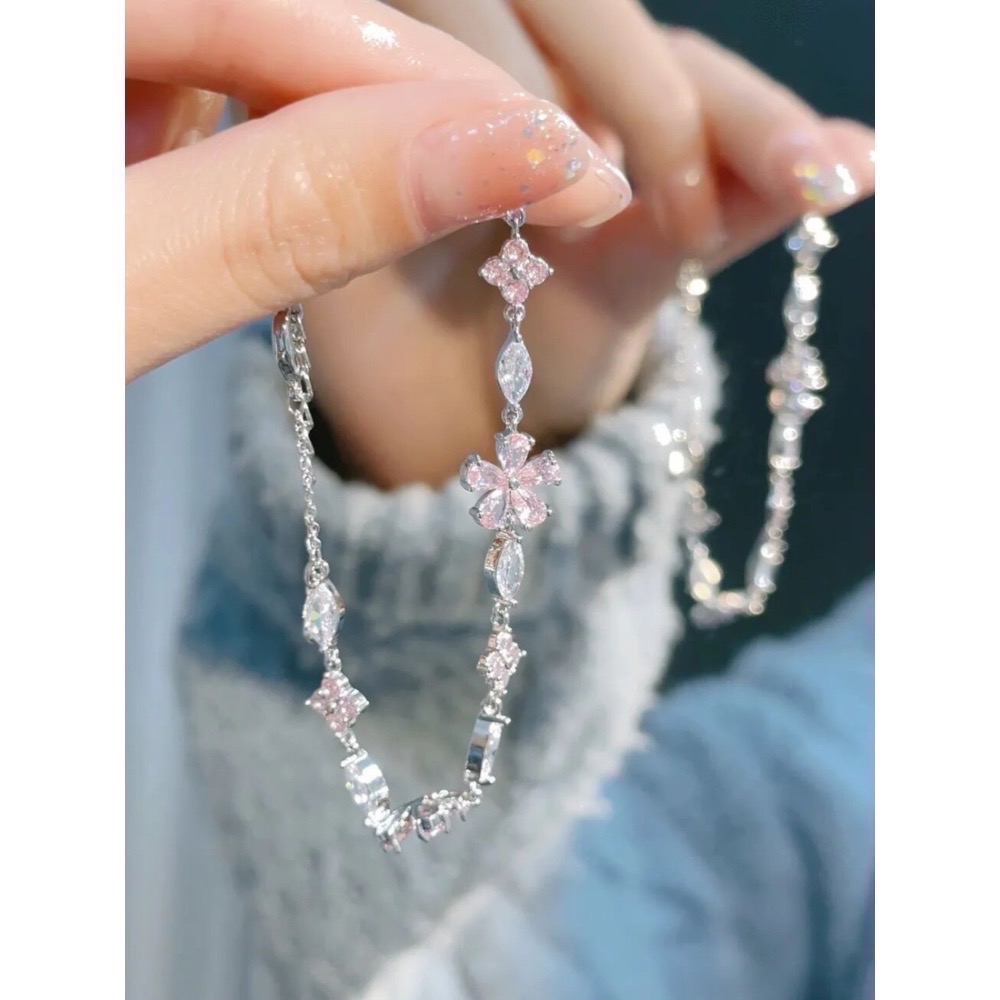 𝓨𝓪𝓷𝓰𝓑𝓲🕊️【韓系甜美】【粉櫻水鑽花朵手鍊】櫻花水鑽手鍊 女生 飾品 禮物 Y908-細節圖7