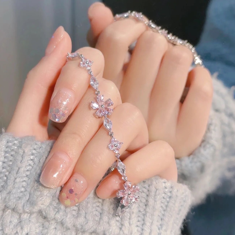 𝓨𝓪𝓷𝓰𝓑𝓲🕊️【韓系甜美】【粉櫻水鑽花朵手鍊】櫻花水鑽手鍊 女生 飾品 禮物 Y908-細節圖8
