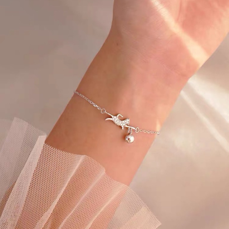 𝓨𝓪𝓷𝓰𝓑𝓲🕊️【貓奴禮物】925【萌系鑲鑽貓咪玩球手鍊】圓形鈴鐺 Y910-細節圖2