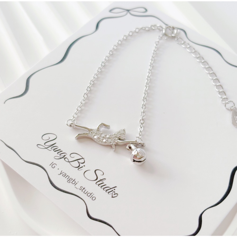 𝓨𝓪𝓷𝓰𝓑𝓲🕊️【貓奴禮物】925【萌系鑲鑽貓咪玩球手鍊】圓形鈴鐺 Y910-細節圖5