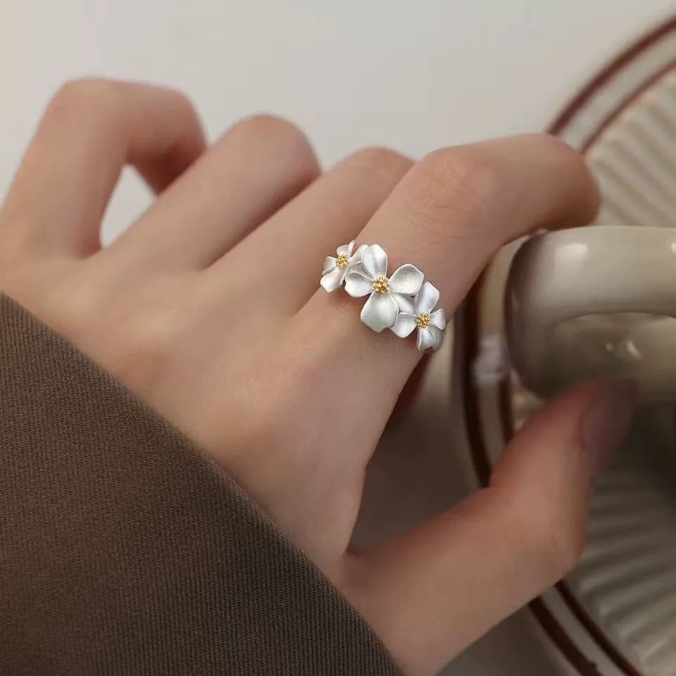 𝓨𝓪𝓷𝓰𝓑𝓲🕊️925純銀【梔子花啞光戒指】 Y912-細節圖4