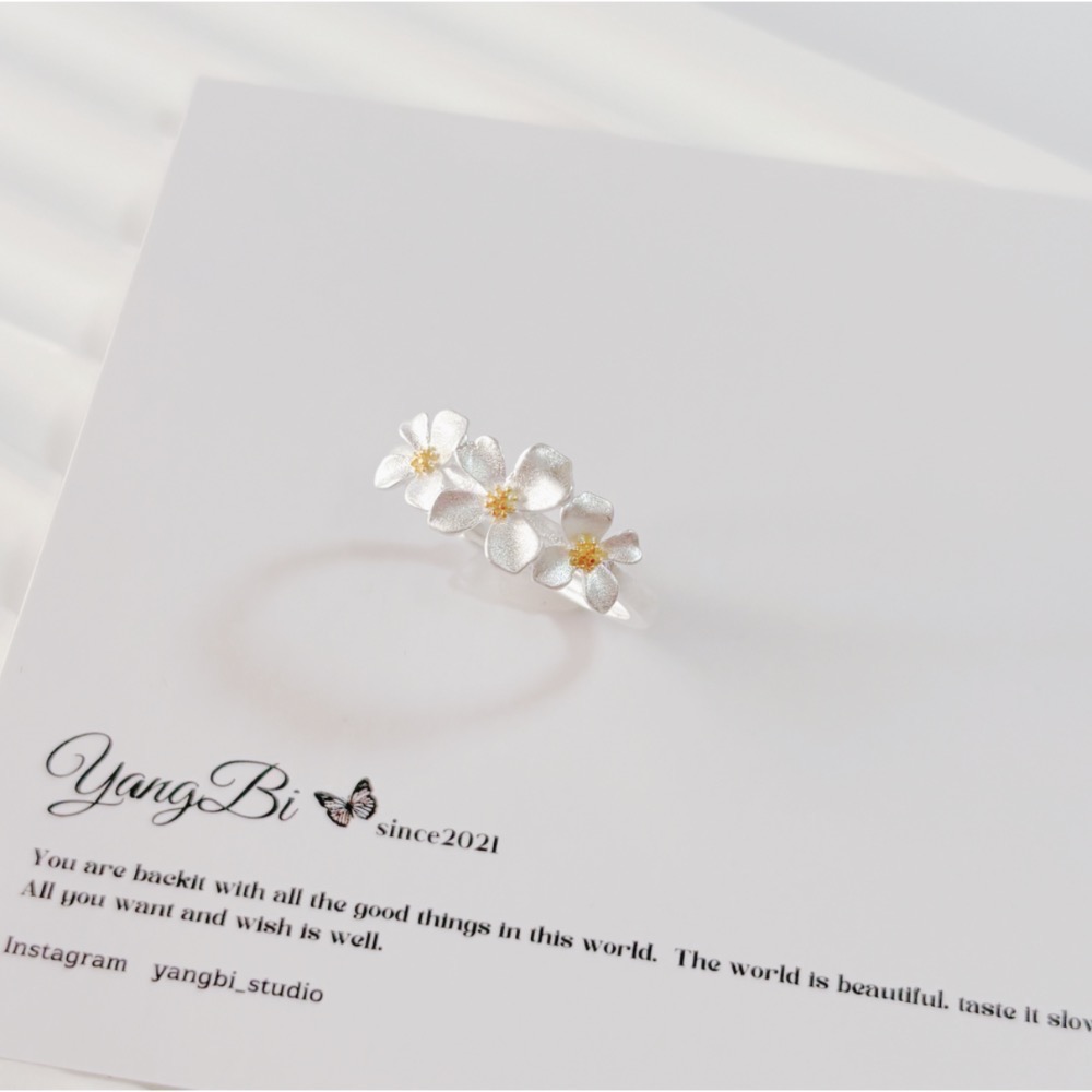 𝓨𝓪𝓷𝓰𝓑𝓲🕊️925純銀【梔子花啞光戒指】 Y912-細節圖3