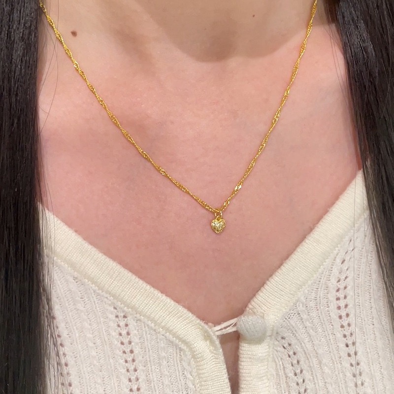 𝓨𝓪𝓷𝓰𝓑𝓲🕊️【韓系極簡】【金色鑲鑽小愛心項鍊 女生必備】 Y913-細節圖2