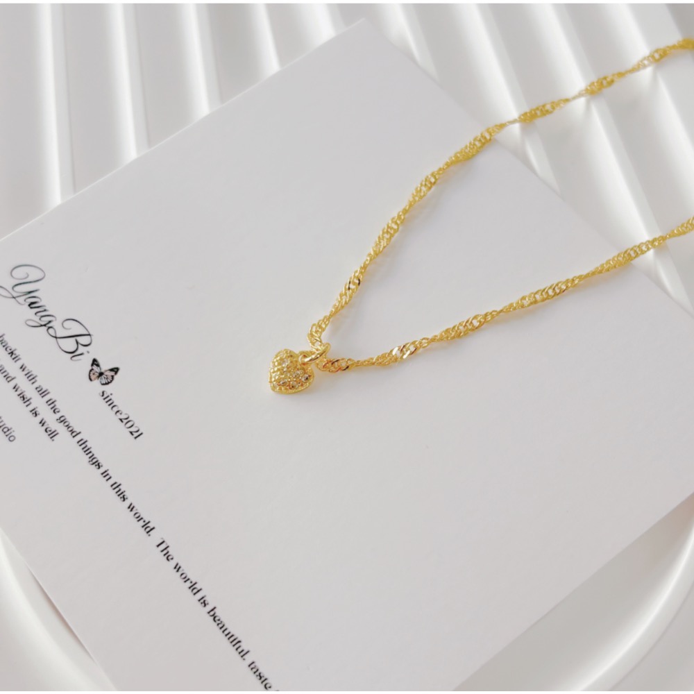 𝓨𝓪𝓷𝓰𝓑𝓲🕊️【韓系極簡】【金色鑲鑽小愛心項鍊 女生必備】 Y913-細節圖3