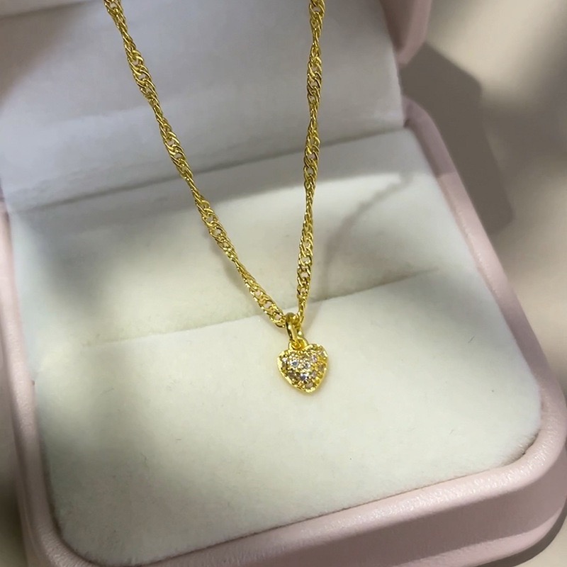 𝓨𝓪𝓷𝓰𝓑𝓲🕊️【韓系極簡】【金色鑲鑽小愛心項鍊 女生必備】 Y913-細節圖7