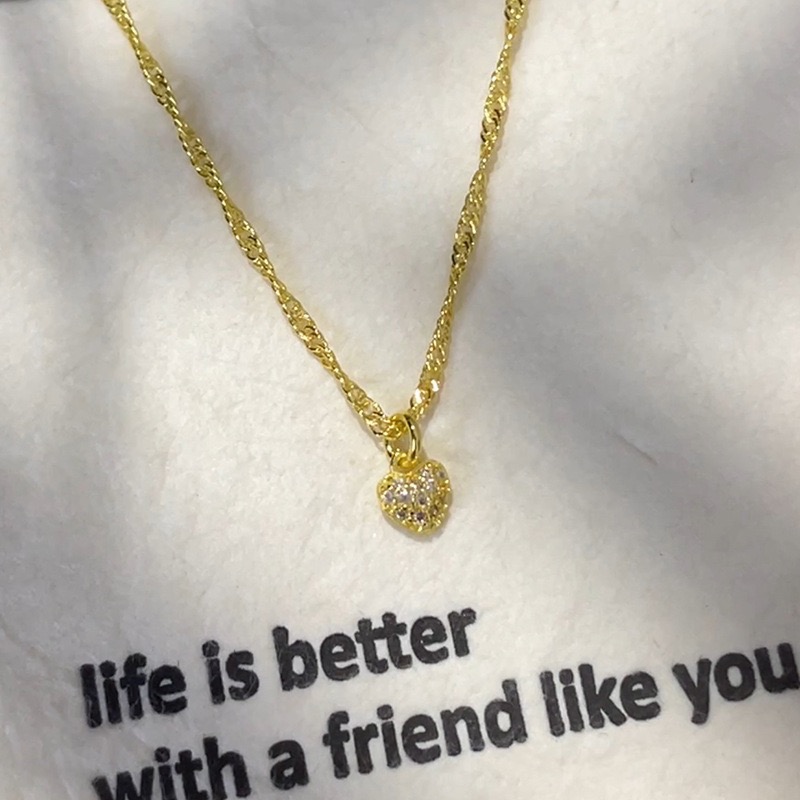 𝓨𝓪𝓷𝓰𝓑𝓲🕊️【韓系極簡】【金色鑲鑽小愛心項鍊 女生必備】 Y913-細節圖9