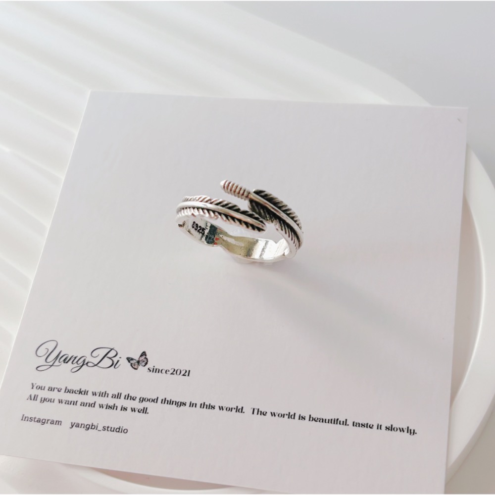 𝓨𝓪𝓷𝓰𝓑𝓲🕊️【嚮往自由】 925純銀【羽毛復古文青戒指】 Y915-細節圖4