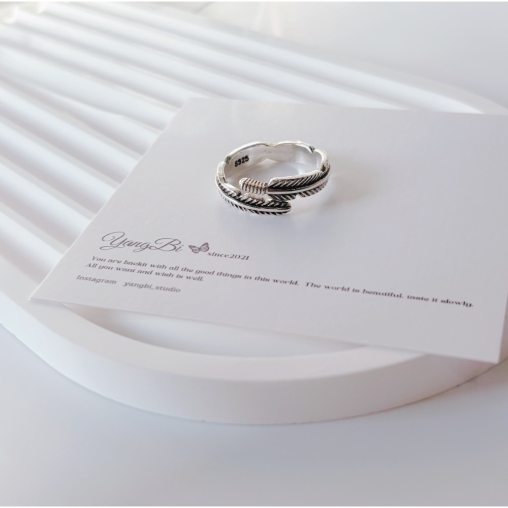 𝓨𝓪𝓷𝓰𝓑𝓲🕊️【嚮往自由】 925純銀【羽毛復古文青戒指】 Y915-細節圖5