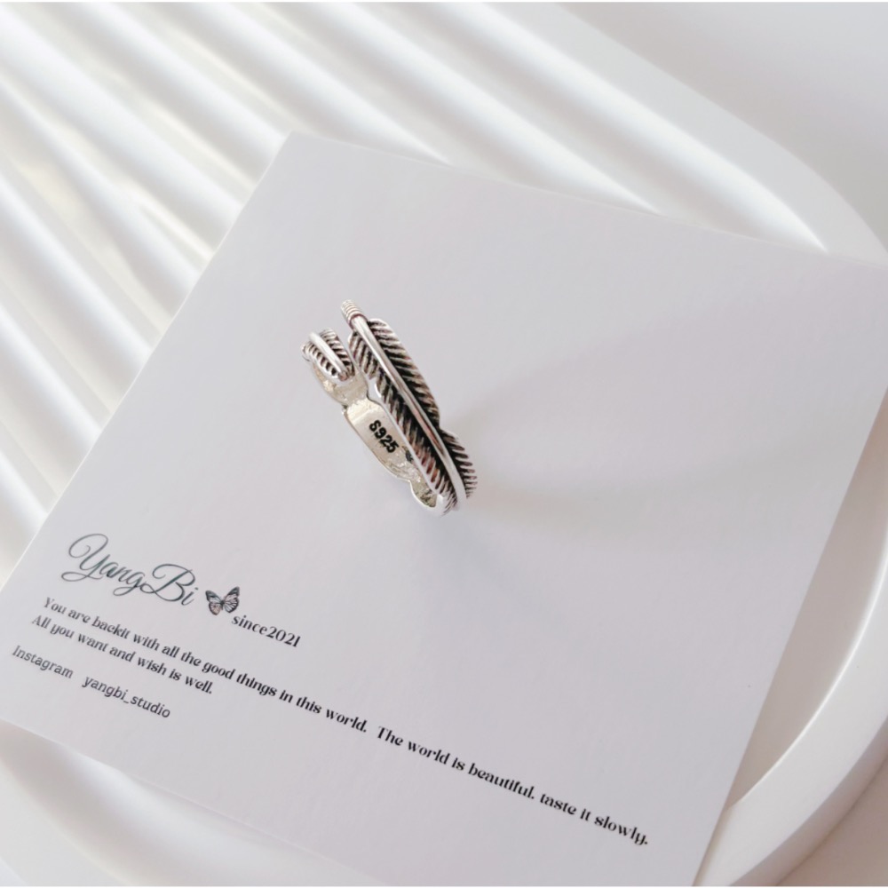 𝓨𝓪𝓷𝓰𝓑𝓲🕊️【嚮往自由】 925純銀【羽毛復古文青戒指】 Y915-細節圖8