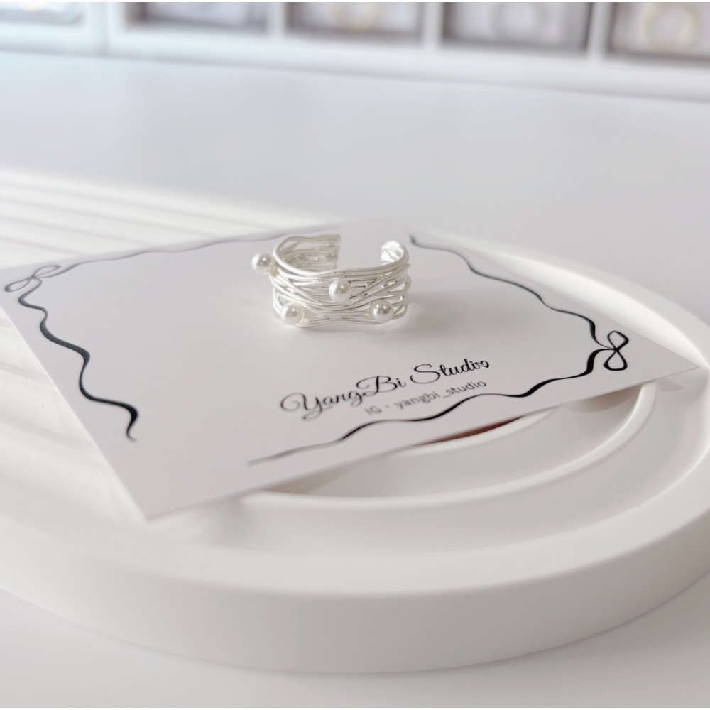 𝓨𝓪𝓷𝓰𝓑𝓲🕊️925純銀【甜美不規則多層纏繞珍珠啞光戒指】 Y918-細節圖2