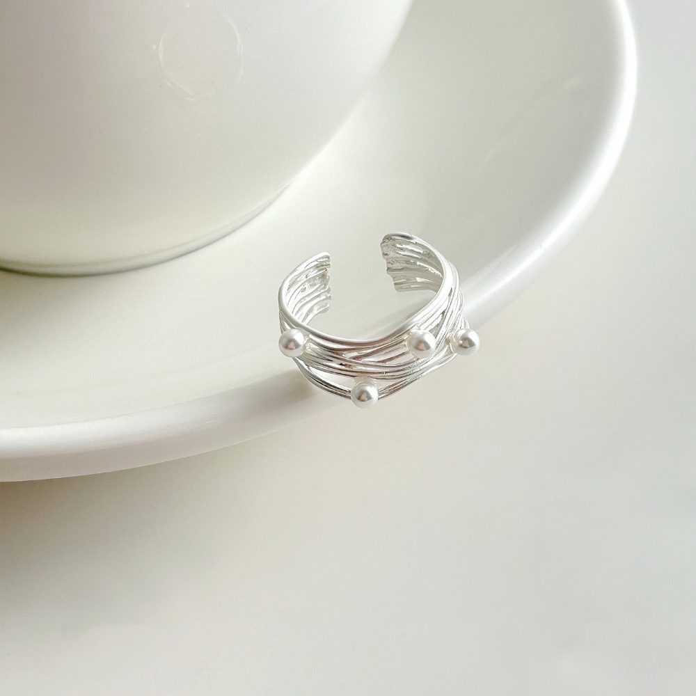 𝓨𝓪𝓷𝓰𝓑𝓲🕊️925純銀【甜美不規則多層纏繞珍珠啞光戒指】 Y918-細節圖4
