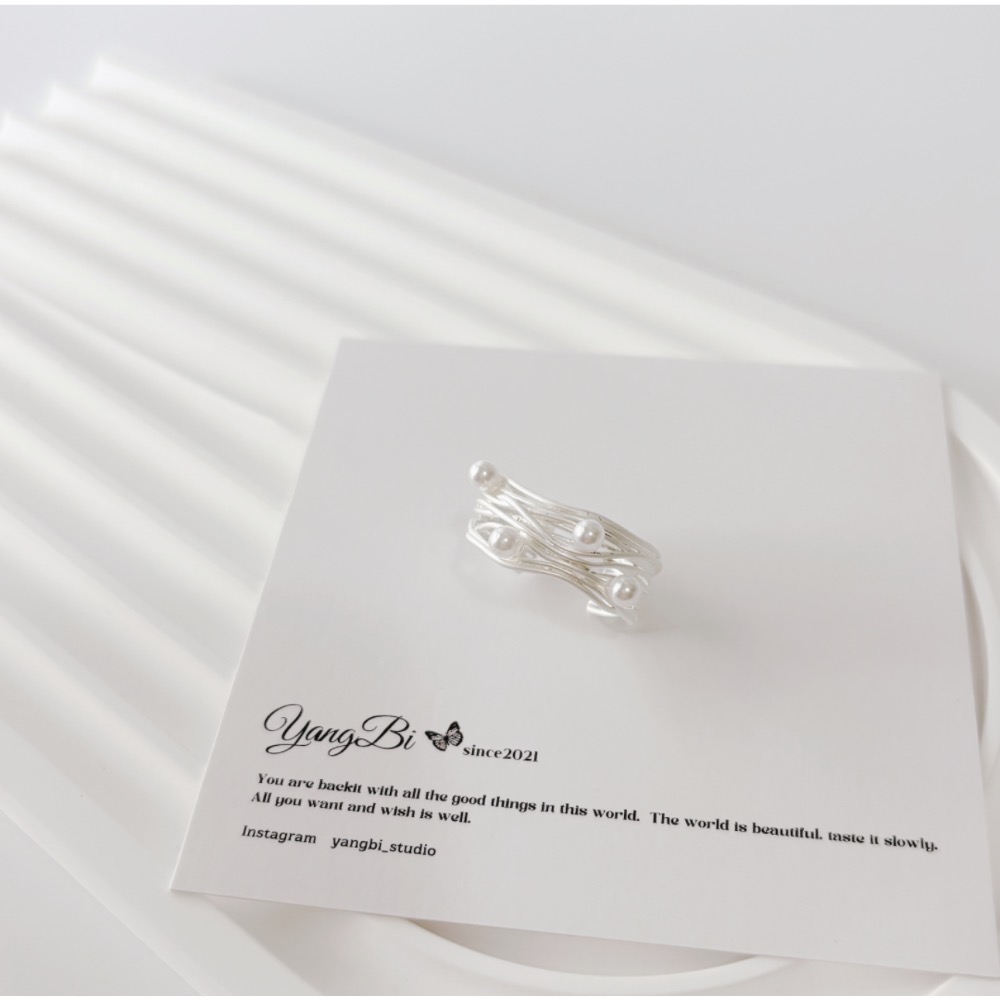 𝓨𝓪𝓷𝓰𝓑𝓲🕊️925純銀【甜美不規則多層纏繞珍珠啞光戒指】 Y918-細節圖9
