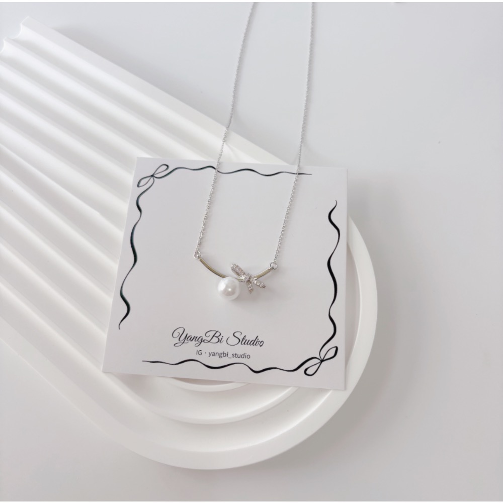 𝓨𝓪𝓷𝓰𝓑𝓲🕊️925銀【氣質絲帶高亮珍珠項鍊】 Y920-細節圖2