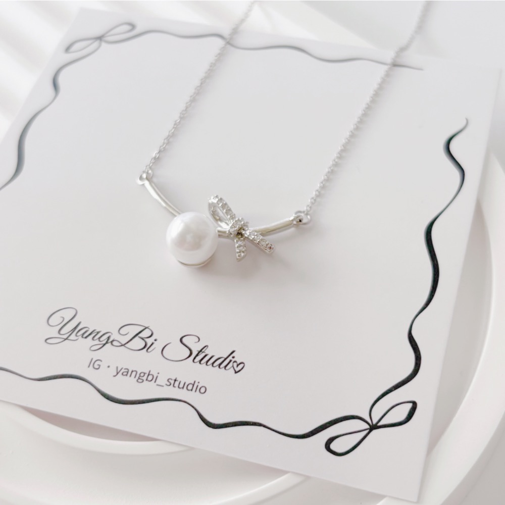 𝓨𝓪𝓷𝓰𝓑𝓲🕊️925銀【氣質絲帶高亮珍珠項鍊】 Y920-細節圖5