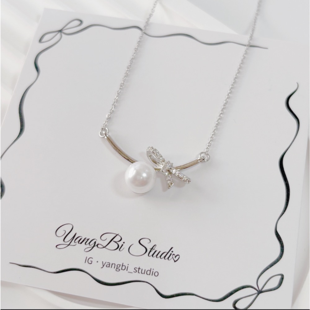 𝓨𝓪𝓷𝓰𝓑𝓲🕊️925銀【氣質絲帶高亮珍珠項鍊】 Y920-細節圖6