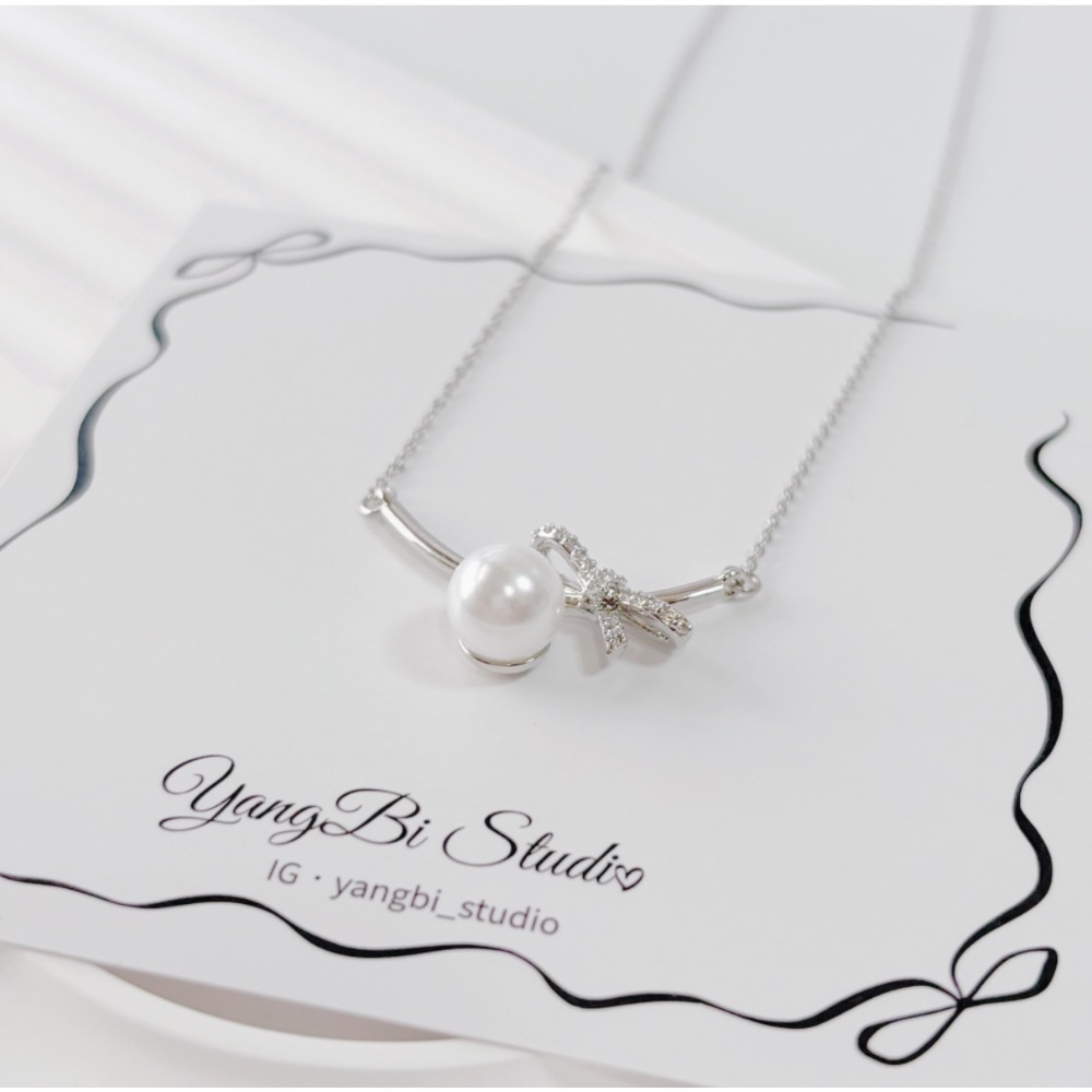 𝓨𝓪𝓷𝓰𝓑𝓲🕊️925銀【氣質絲帶高亮珍珠項鍊】 Y920-細節圖7