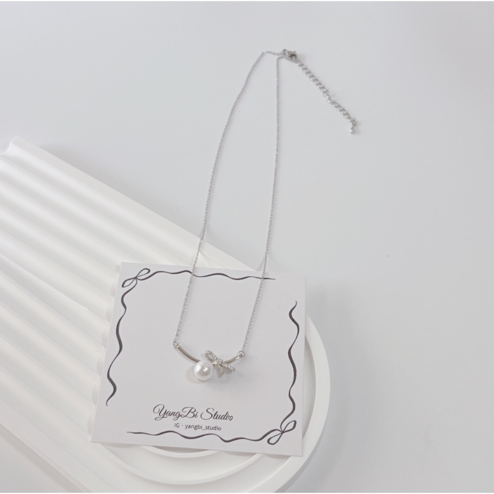 𝓨𝓪𝓷𝓰𝓑𝓲🕊️925銀【氣質絲帶高亮珍珠項鍊】 Y920-細節圖8