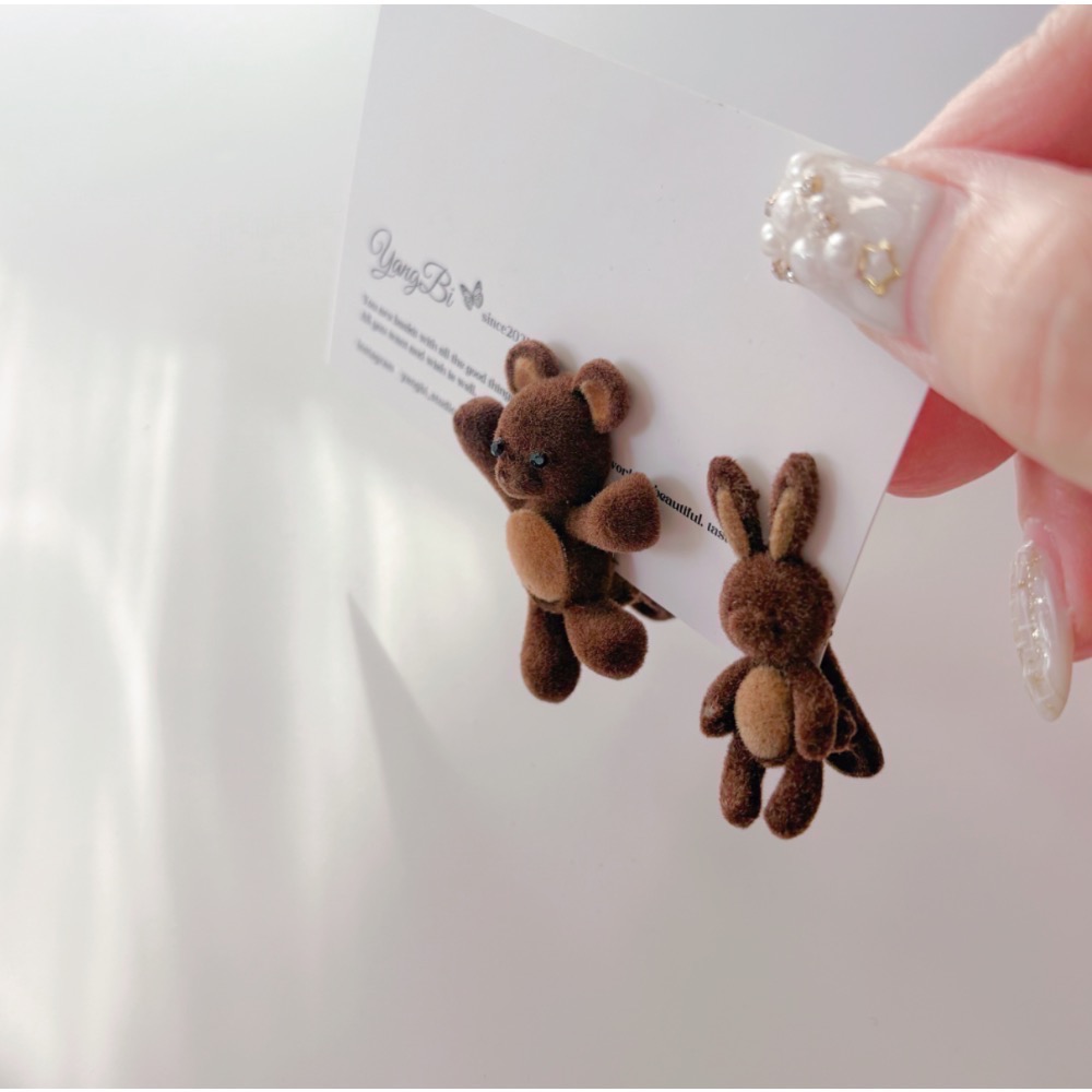 𝓨𝓪𝓷𝓰𝓑𝓲🕊️【可愛招手小熊小兔子植絨髮夾】 V444-細節圖7