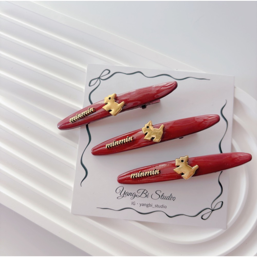 𝓨𝓪𝓷𝓰𝓑𝓲🕊️【紅色小狗字母髮夾】新年髮夾 紅色髮夾 招財髮夾 V445-細節圖4