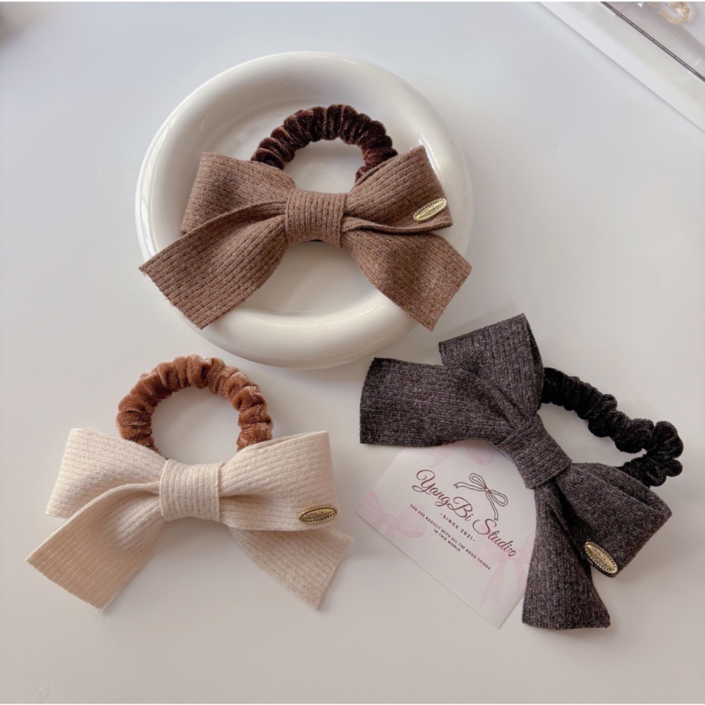 𝓨𝓪𝓷𝓰𝓑𝓲🕊️【韓系厚磅針織蝴蝶結腸圈】髮束 毛線髮圈 V449-細節圖9