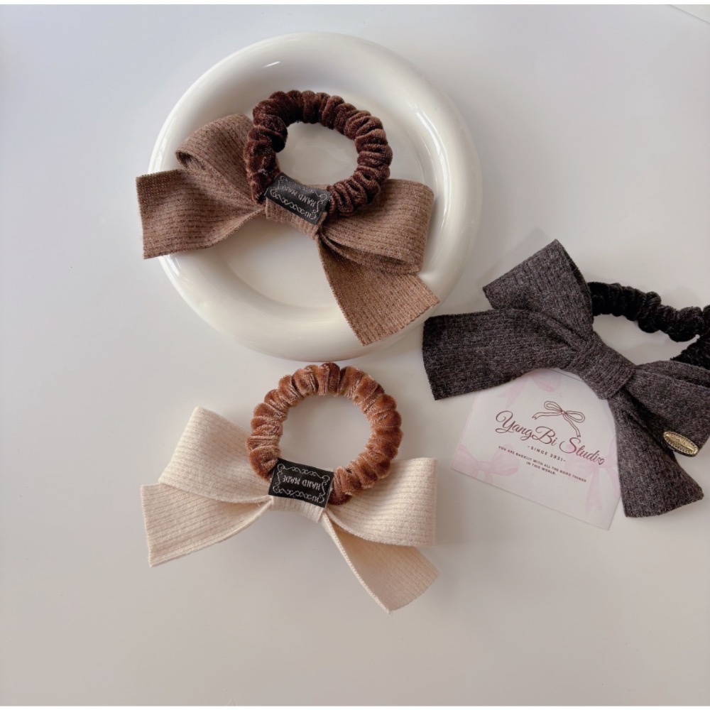 𝓨𝓪𝓷𝓰𝓑𝓲🕊️【韓系厚磅針織蝴蝶結腸圈】髮束 毛線髮圈 V449-細節圖11