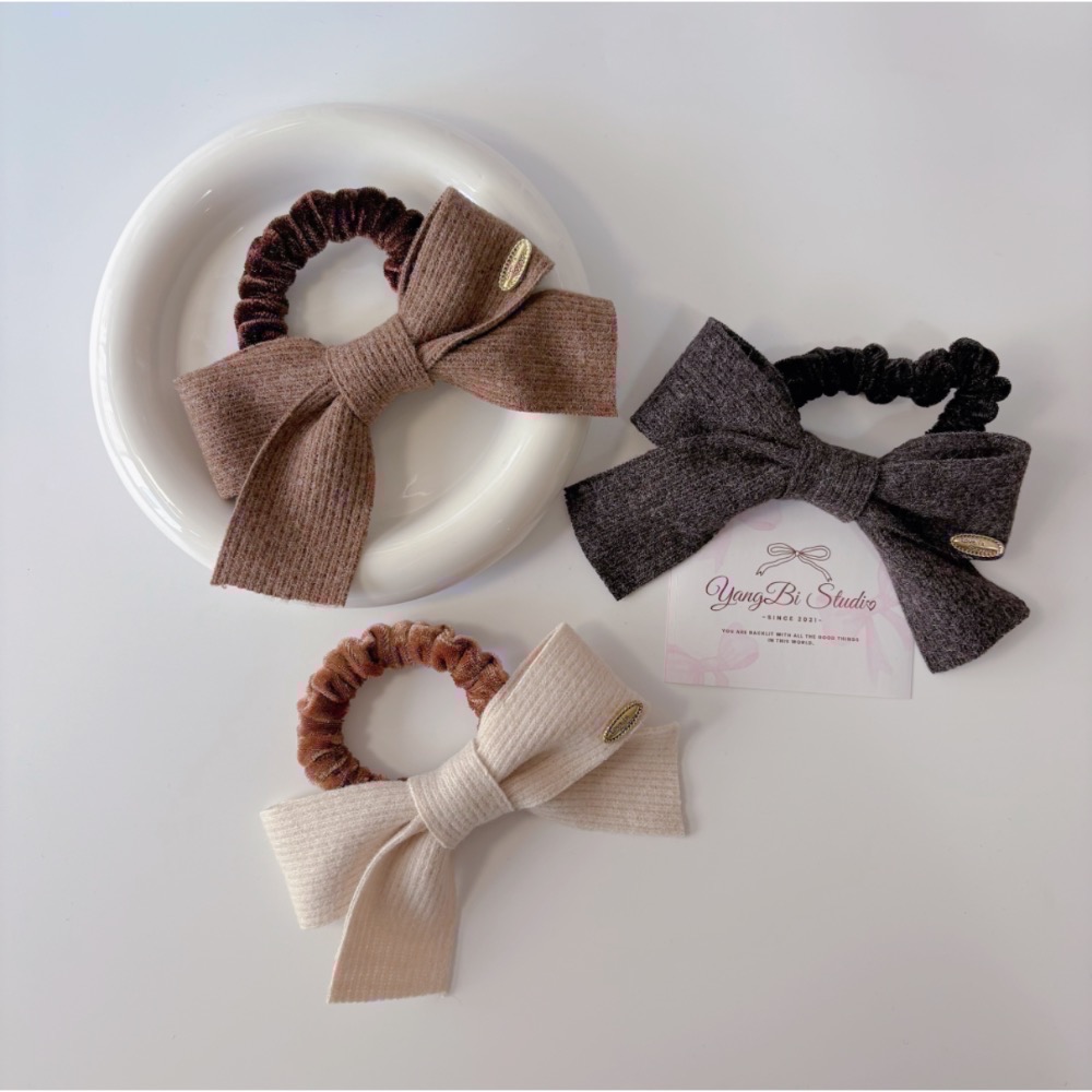 𝓨𝓪𝓷𝓰𝓑𝓲🕊️【韓系厚磅針織蝴蝶結腸圈】髮束 毛線髮圈 V449-細節圖2