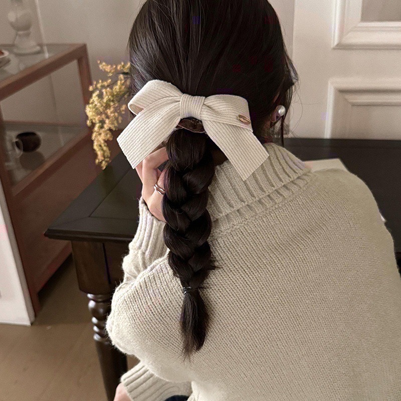 𝓨𝓪𝓷𝓰𝓑𝓲🕊️【韓系厚磅針織蝴蝶結腸圈】髮束 毛線髮圈 V449-細節圖4