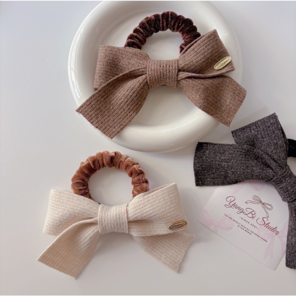 𝓨𝓪𝓷𝓰𝓑𝓲🕊️【韓系厚磅針織蝴蝶結腸圈】髮束 毛線髮圈 V449-細節圖5