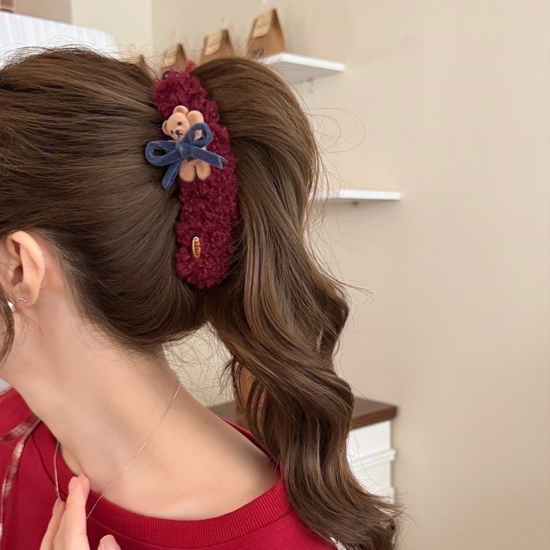 𝓨𝓪𝓷𝓰𝓑𝓲🕊️【羊羔毛可愛小熊蝴蝶結香蕉夾】V452-細節圖8